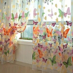 New Fashion Beautiful Window Curtain Large Butterfly Print Screens